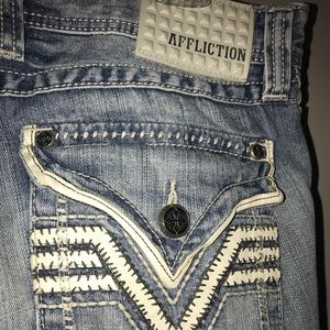 AFFLICTION BLACK PREMIUM COOPER MEN JEANS 34 short